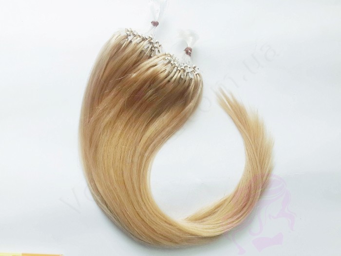 Волосы для холодного наращивания на микрокольцах, 50 см, 200 прядей, золотистый блонд (№24)