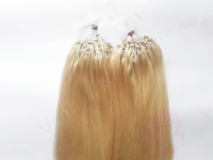 Волосы для холодного наращивания на микрокольцах, 50 см, 200 прядей, золотистый блонд (№24)