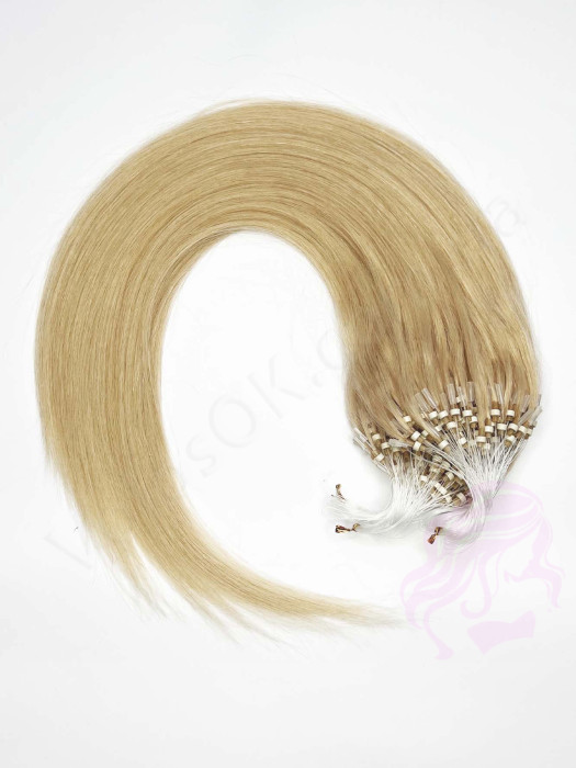 Волосы для холодного наращивания на микрокольцах, 50 см, 200 прядей, золотистый блонд (№24)