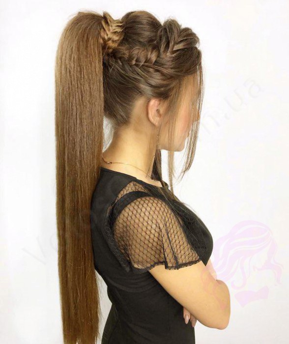 Накладний хвіст з натурального волосся, 50 см, 100г, русявий (№12)