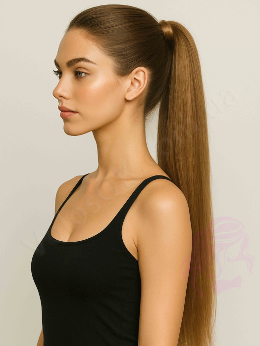 Накладний хвіст з натурального волосся, 50 см, 100г, русявий (№12)