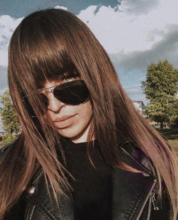 Накладний чубчик з натурального волосся, коричневий (№04)