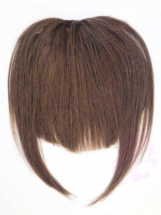 Накладний чубчик з натурального волосся, коричневий (№04)