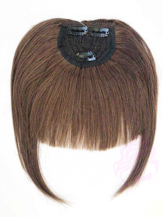Накладний чубчик з натурального волосся, коричневий (№04)
