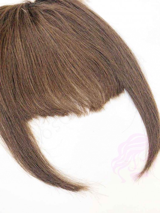 Накладний чубчик з натурального волосся, коричневий (№04)
