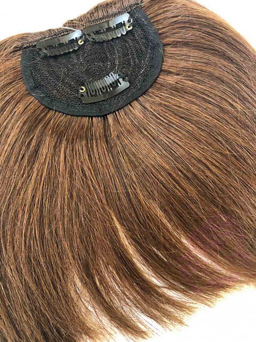 Накладний чубчик з натурального волосся, коричневий (№04)