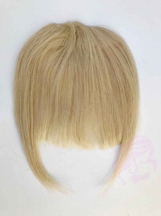 Накладний чубчик з натурального волосся, золотистий блонд (№24)