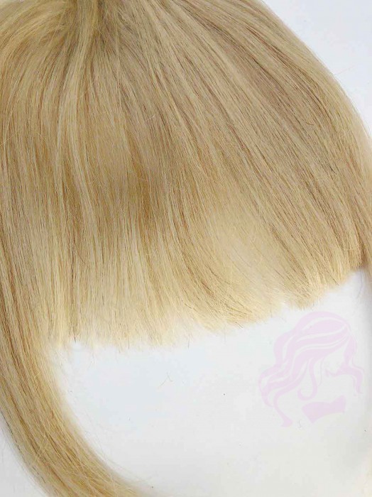 Накладний чубчик з натурального волосся, золотистий блонд (№24)