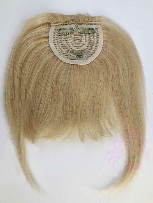 Накладний чубчик з натурального волосся, золотистий блонд (№24)