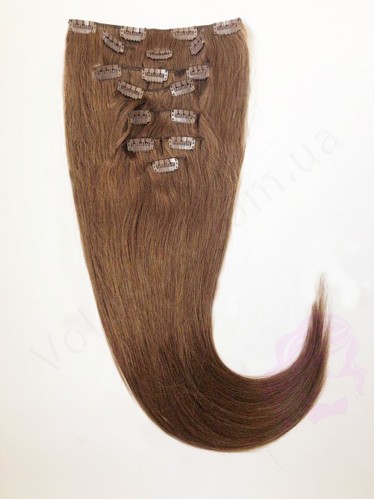 Натуральные волосы на заколках 60 см, 8 прядей, светло-коричневые (№06) Натуральные волосы на заколках 60 см, 8 прядей, светло-коричневые (№06)