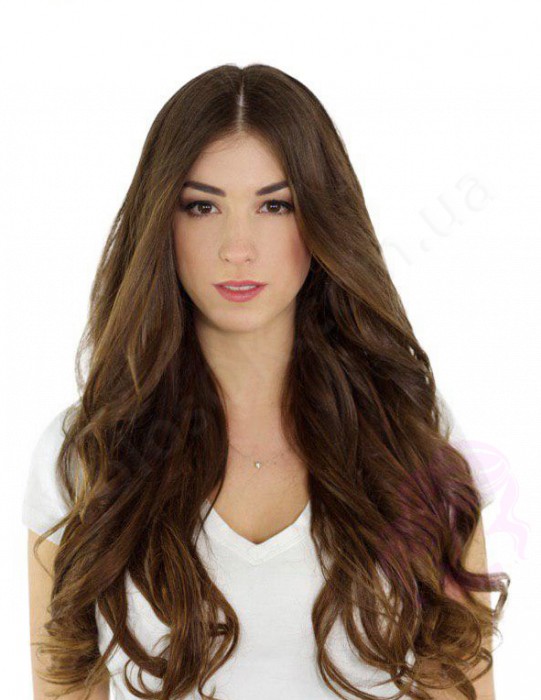 Натуральные волосы на заколках 60 см, 8 прядей, светло-коричневые (№06) Натуральные волосы на заколках 60 см, 8 прядей, светло-коричневые (№06)