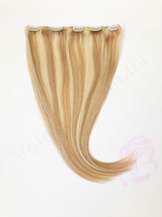 Натуральне волосся на заколках 50 см, 1 пасмо x 20 см, світло-русяве з меліруванням (№18/613) Натуральне волосся на заколках 50 см, 1 пасмо x 20 см, світло-русяве з меліруванням (№18/613)