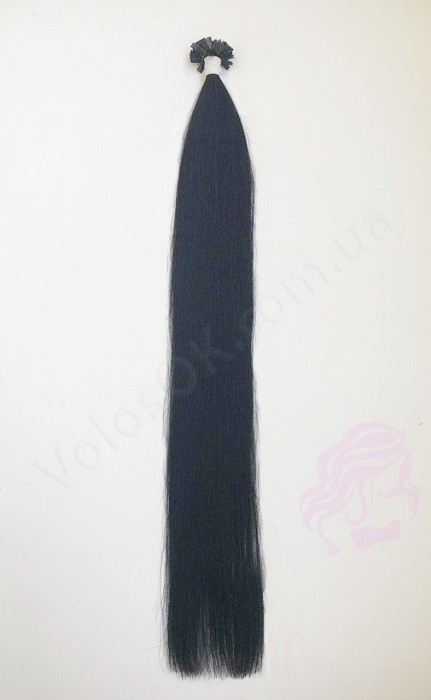 Волосы для горячего наращивания на капсулах, 65 см, прямые, 100 прядей, черные  (01)