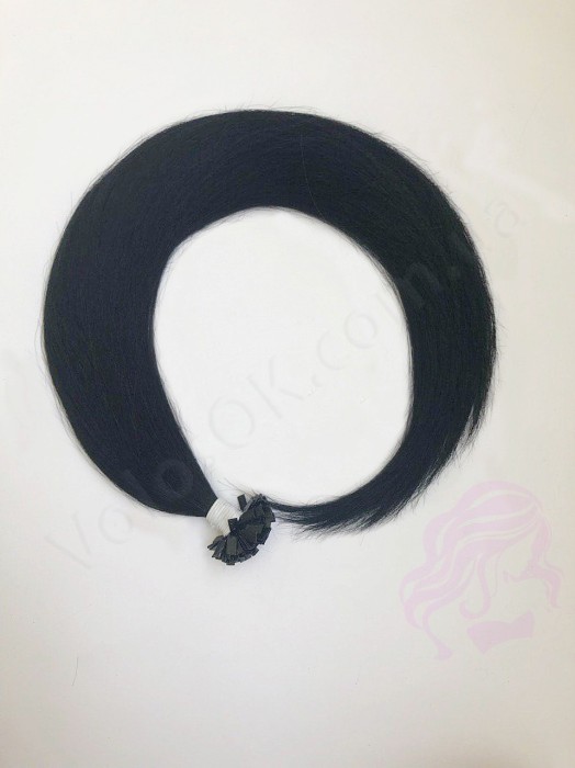 Волосы для горячего наращивания на капсулах, 65 см, прямые, 100 прядей, черные  (01)