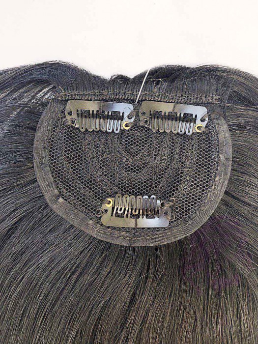 Накладний чубчик з натурального волосся, чорний (№01)