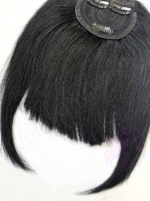 Накладний чубчик з натурального волосся, чорний (№01)