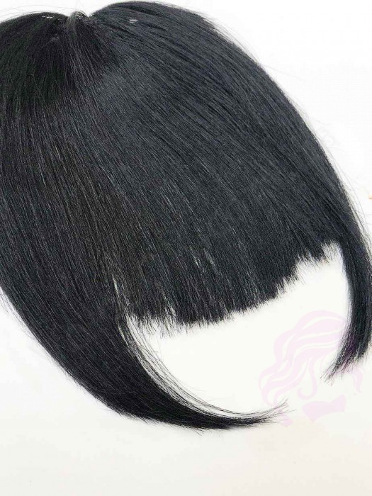 Накладний чубчик з натурального волосся, чорний (№01)