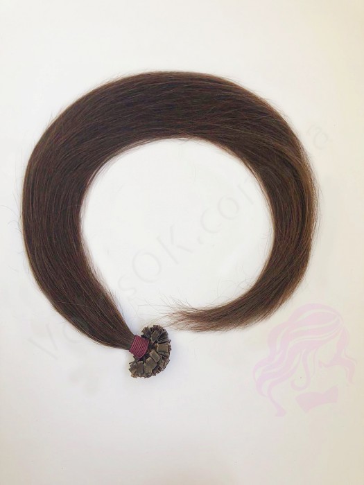 Волосы для горячего наращивания на капсулах, 65 см, прямые, 100 прядей, коричневые  (04)