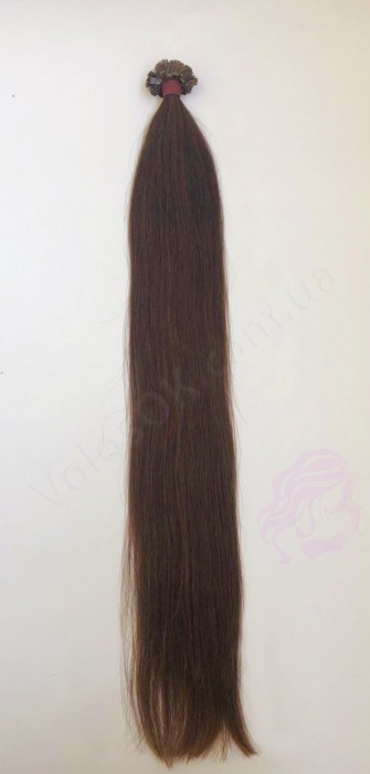 Волосы для горячего наращивания на капсулах, 65 см, прямые, 100 прядей, коричневые  (04)