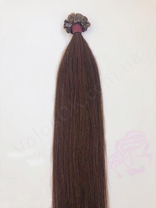 Волосы для горячего наращивания на капсулах, 65 см, прямые, 100 прядей, коричневые  (04)