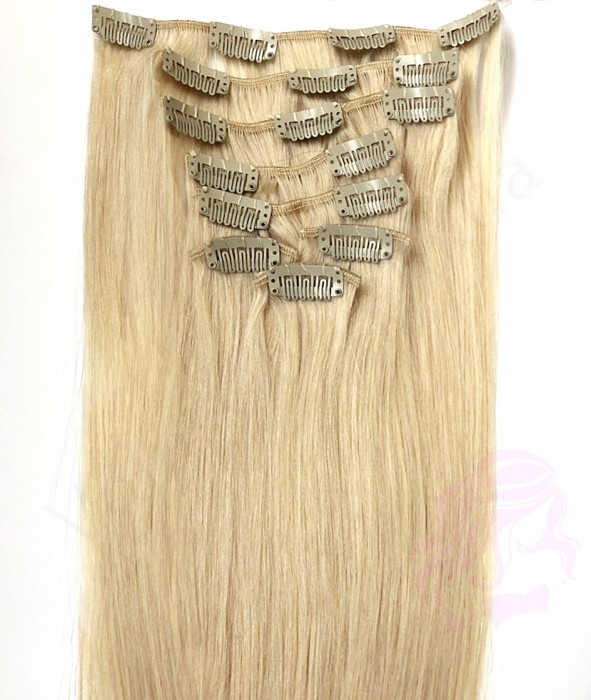 Натуральне волосся на заколках 50 см, 8 пасм, золотистий блонд (№24) Натуральне волосся на заколках 50 см, 8 пасм, золотистий блонд (№24)