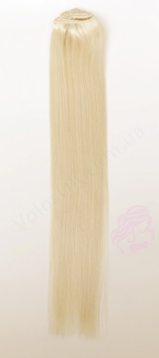 Натуральные волосы на заколках 60 см, 7 прядей, светлый блонд (№613)