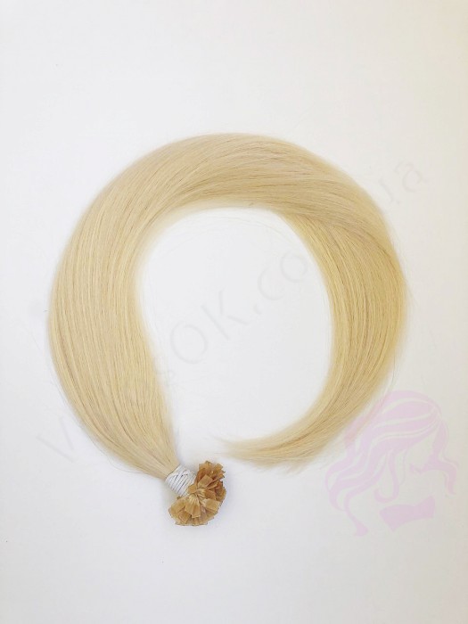 Волосы для горячего наращивания на капсулах, 65 см, прямые, 100 прядей, светлый блондин  (613)
