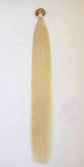 Волосы для горячего наращивания на капсулах, 65 см, прямые, 100 прядей, светлый блондин  (613)