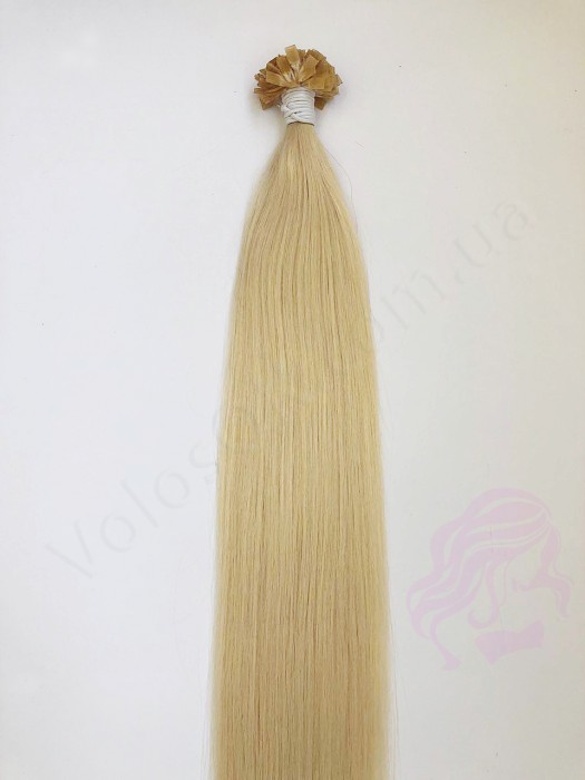 Волосы для горячего наращивания на капсулах, 65 см, прямые, 100 прядей, светлый блондин  (613)