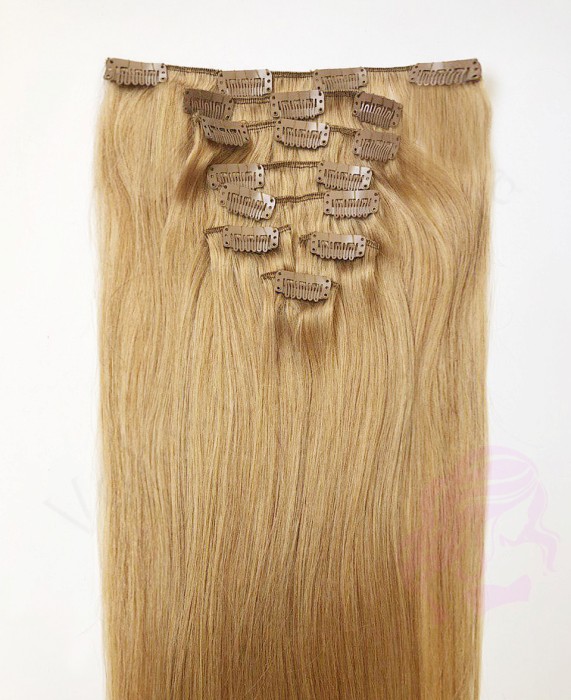 Натуральне волосся на заколках 60 см, 8 пасм, темний блонд (№27) Натуральне волосся на заколках 60 см, 8 пасм, темний блонд (№27)