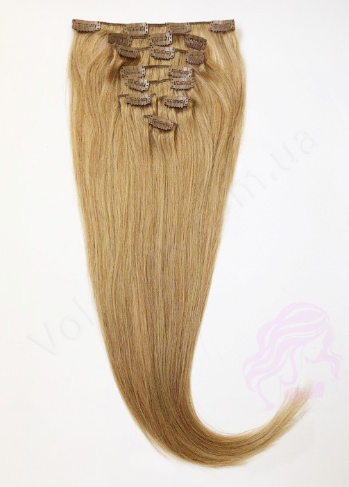 Натуральне волосся на заколках 60 см, 8 пасм, темний блонд (№27) Натуральне волосся на заколках 60 см, 8 пасм, темний блонд (№27)