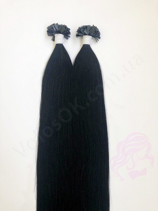 Волосы для горячего наращивания на капсулах, 65 см, прямые, 200 прядей, черный (01)