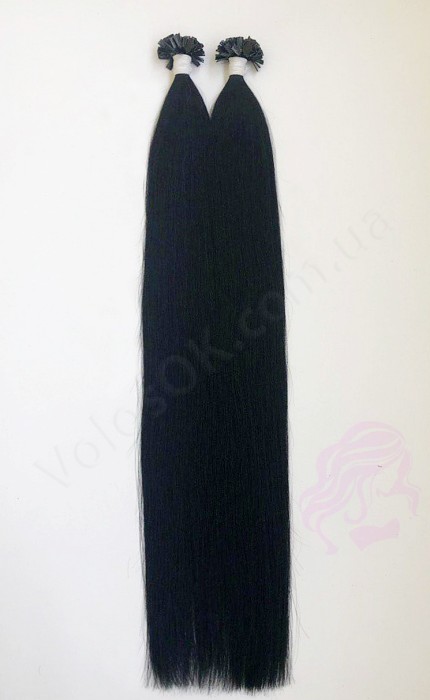 Волосы для горячего наращивания на капсулах, 65 см, прямые, 200 прядей, черный (01)