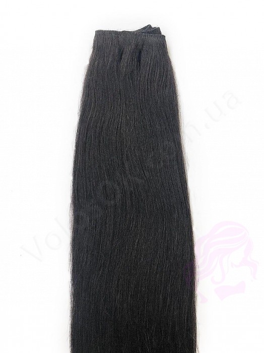 Волосся на тресах, 125 см ширина треса, 50 см довжина, пряме, чорне (01)