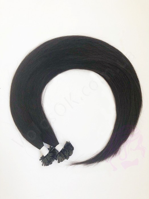 Волосы для горячего наращивания на капсулах, 65 см, прямые, 200 прядей, черно-коричневые (1B)