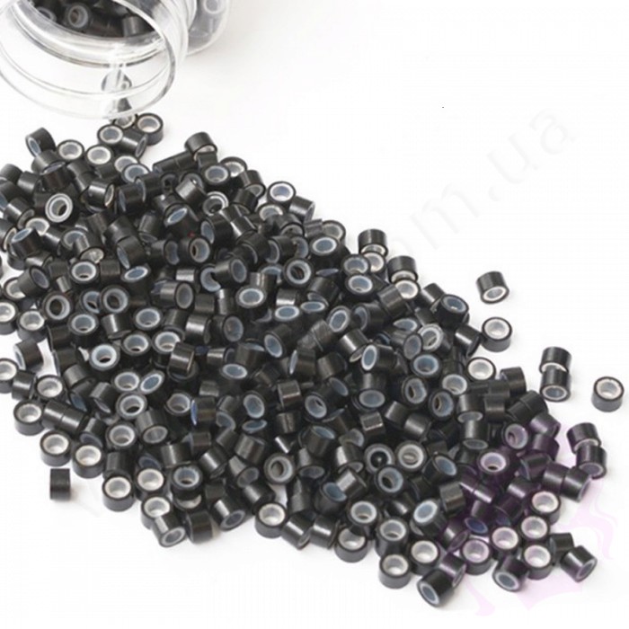 Мікрокільця для холодного нарощування алюмінієві + силікон, 500 шт., темно-коричневі (№02)