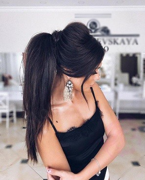 Накладной хвост из натуральных волос, 50 см, 100г, черный (№01) Накладной хвост из натуральных волос, 50 см, 100г, черный (№01)