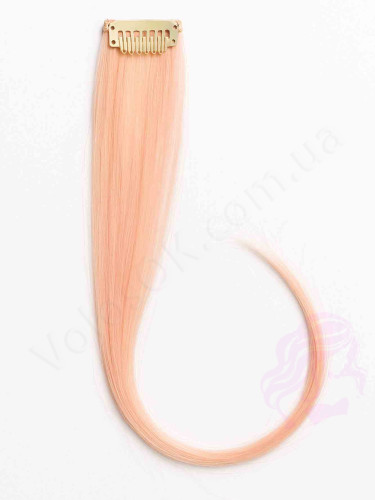 Натуральные волосы на заколках 50 см, 1 прядь, светло-розовые (№LIGHTPINK)