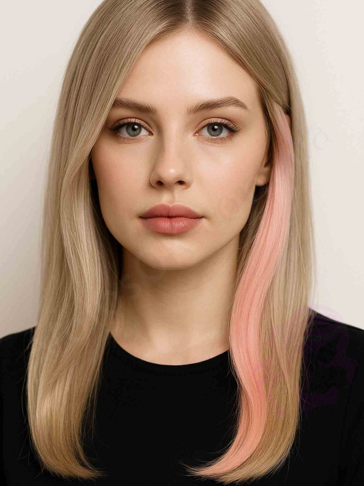 Натуральне волосcя на заколках 50 см, 1 пасмо, світло-рожеве (№LIGHTPINK)