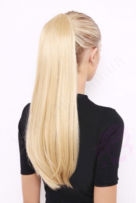 Накладний хвіст з натурального волосся, 50 см, 100г, світлий блонд (№613)
