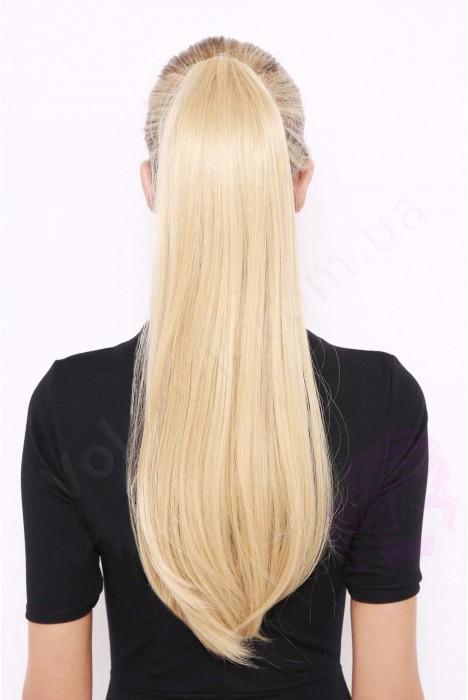 Накладний хвіст з натурального волосся, 50 см, 100г, світлий блонд (№613)