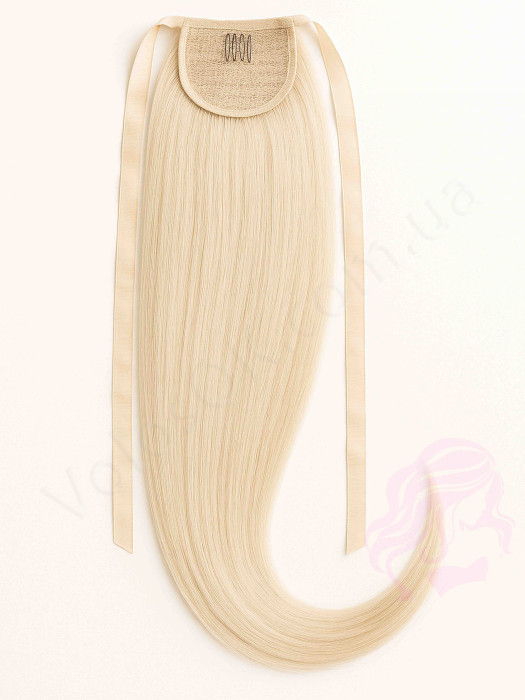 Накладний хвіст з натурального волосся, 50 см, 100г, світлий блонд (№613)