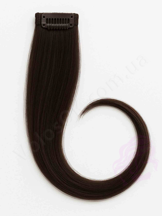 Натуральные волосы на заколках 50 см, 1 прядь, черно-коричневая (№1B)