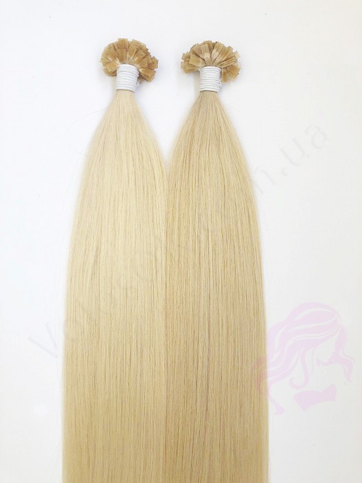 Волосся для гарячого нарощування на капсулах, 65 см, пряме, 200 пасом, світлий блонд (613)