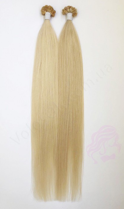 Волосся для гарячого нарощування на капсулах, 65 см, пряме, 200 пасом, світлий блонд (613)