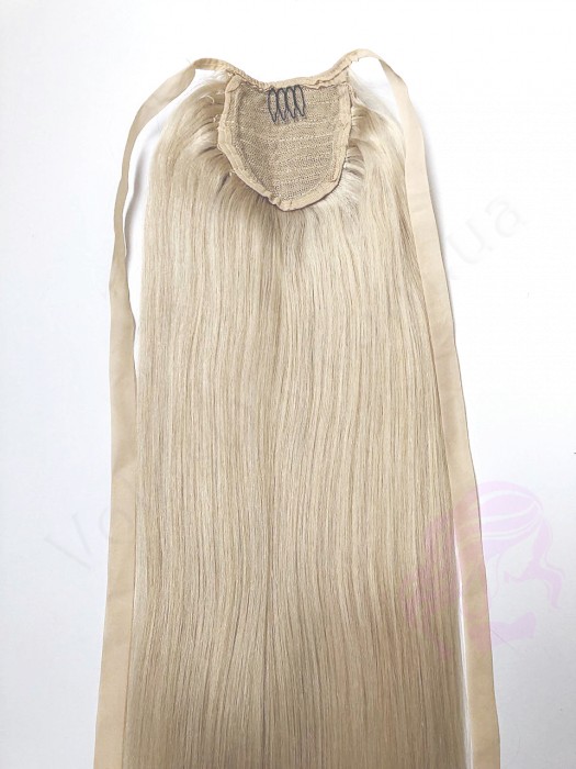 Накладний хвіст з натурального волосся, 50 см, 100г, супер блонд (№60) Накладний хвіст з натурального волосся, 50 см, 100г, супер блонд (№60)