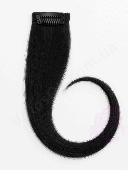 Натуральные волосы на заколках 50 см, 1 прядь, черная (№01)