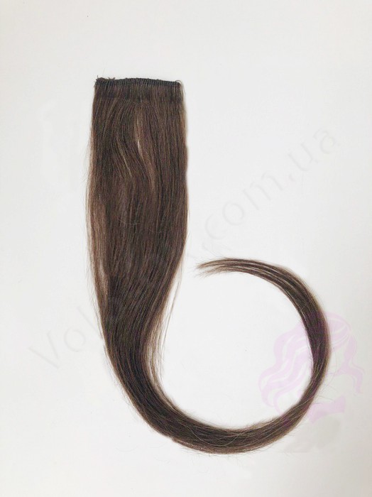 Натуральне волосся на заколках 50 см, 1 пасмо, коричневе (№04)