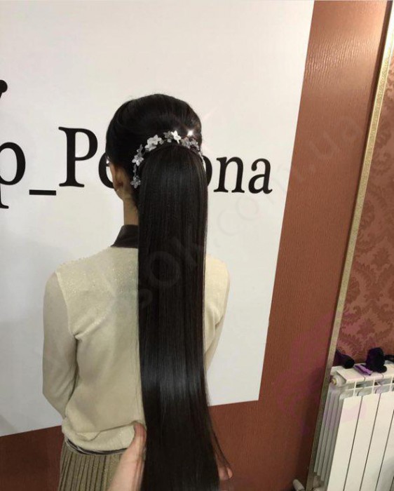 Шиньйон з натурального волосся, 60 см, 120г, чорний (№01) Шиньйон з натурального волосся, 60 см, 120г, чорний (№01)