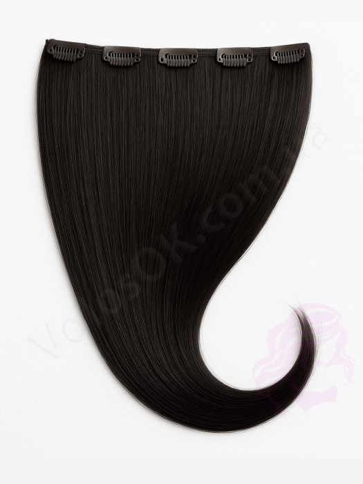 Натуральне волосся на заколках 50 см, 1 пасмо x 20 см, чорні (№01) Натуральне волосся на заколках 50 см, 1 пасмо x 20 см, чорні (№01)